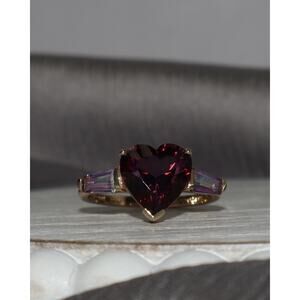 10k Yellow Gold Amethyst & Quartz Ring 2.2G / Sz 6